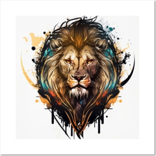 Lion Portrait Animal Painting Wildlife Outdoors Adventure Posters and Art